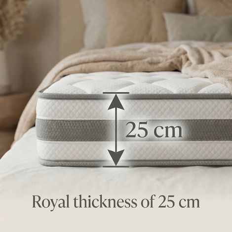 Matelas 90x200 H4 hauteur 25cm avec mousse de confort,matelas à ressorts encastrés 7 zones,ergonomique,matelas à ressorts pour adultes certifié (CHI)