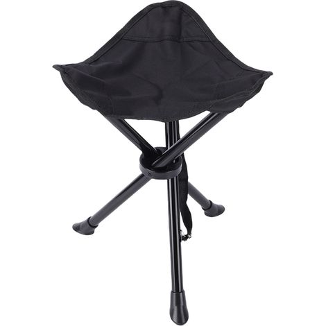 2 tabourets de camping pliables voyage, chaise trépied portable noire, pour camping, randonnée, plage, pêche et fêtes (1/5)