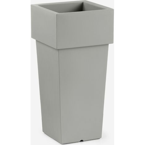 Vaso alto da esterno quadrato in polietilene 47x100cm Nova - Silver