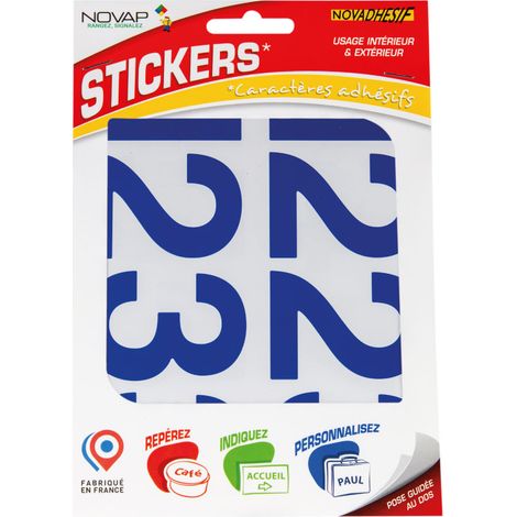 Chiffres autocollants 60mm Bleu NOVADHESIFS - 4370675 (1/5)