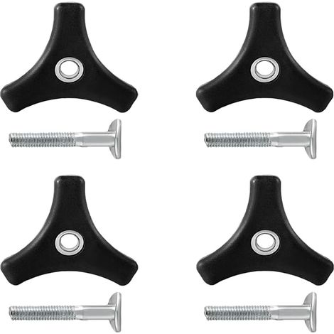 4 Pièces - Écrous - Boulons - Fixation Poignée Tondeuse - Résistant Rouille - Jardinage - Noir et Argent - 5,5x2,3cm (1/5)