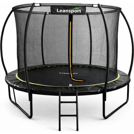 Cama elástica de jardín LEAN con red interior, color negro y verde, 183 cm (6 pies).