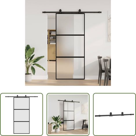 vidaXL Aluminium - Porte coulissante avec kit de quincaillerie noir 90x205 cm (1/5)