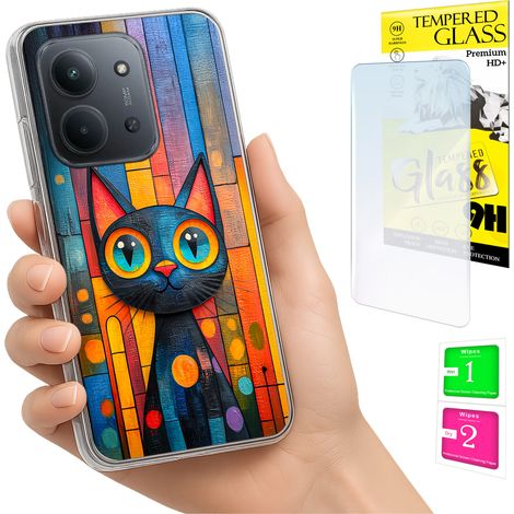 Schutzhülle für Xiaomi Redmi 15C 5G 173 mm / Poco C85, Rückseite „Kitten“ + 9H-Glas (1/5)