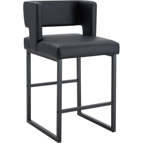 Lot de 2 tabourets de bar noirs au style nordique avec assise carrée et pieds en métal (1/5)