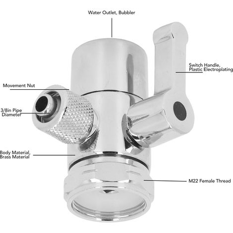 Ortviai Robinetterie Diverticule pour Évier et Cuisine – Valve en Laiton Massif M22 Femelle, 3/8 pouce (1/4)
