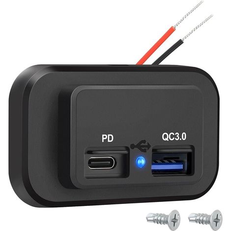 Premium USB Linkstyle pour camping-cars, ports de charge USB 12 V/24 V, 30 W PD USB-C et 18 W QC3.0, Montage sur panneau pour camping-cars, Batterie et embargos. (1/5)