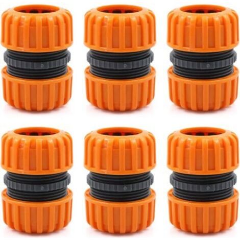 Kit de réparation de tuyau d'arrosage - 6 pièces pour raccorder 19 mm (3/4"), pour un raccordement facile et rapide ou un tuyau de réparation sans outils, jaune