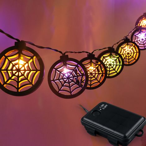 Guirlande Lumineuse Halloween - En Bois - 2 m - Alimentation Piles - Pour Intérieur Et Extérieur - 1 Pièce (1/5)
