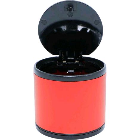 Mini cendrier de voiture multifonctionnel anti-fumée, amovible et avec couvercle à pression pour porte-gobelet, rouge. (1/5)