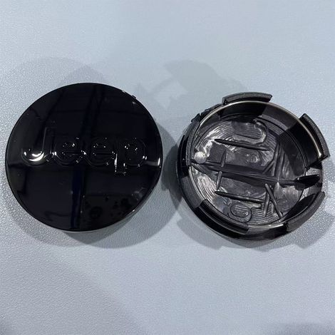 64-mm-Radkappen, kompatibel mit Jeep Compass, Cherokee und Patriot – Felgennabenkappen, Radnabenkappen für Autofelgen, Gummi-Radzubehör, 4er-Set – Glanzschwarz