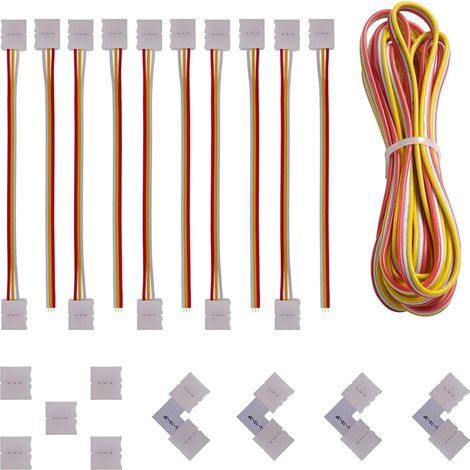 3 Pin Connecteur LED Bande Flexible Câble Adaptateur Jumper, Câble d'extension de 5m, Forme de L Raccord d'angle, Forme de 10mm LED Bande de Connecteur pour Bande Lumineuse WS2811 et WS2812b (1/5)