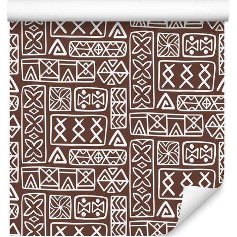 Carta da parati con motivo geometrico polinesiano arancione 50x1000 cm (1/5)