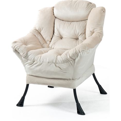 Relaxsessel mit Metallgestell und Seitentasche, Beige, MODENUIT (1/3)