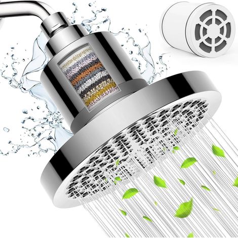 Pomme de Douche avec Filtre,Tete de Douche Haute Pression,Pommeau Douche Pluie à Économie d'eau,Ronde Pommeau de Douche Fixé Universelle (1/5)