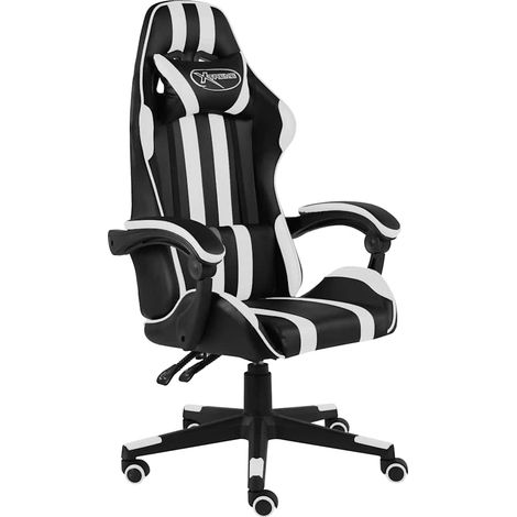 Chaise de bureau Fauteuil gamer - Fauteuil de jeux vidéo Noir et blanc Similicuir BV488565 - BonneVie (1/5)