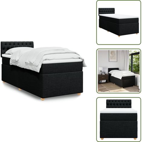 Materasso morbido - vidaXL Giroletto a Molle con Materasso Nero 90x190 cm in Tessuto - Letto con doghe