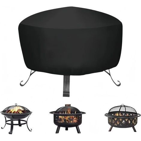 Housse de Protection pour Braséro Rond, Imperméable, Noir, PVC, Couvre-Feu, Jardin Patio Extérieur (808065cm 420D) (1/5)