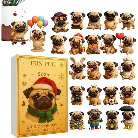 Calendrier De L Avent Bulldog Ornements 24 Jours Pendants en Acrylique 2D Ornement De Sapin De Noël pour Vacances Anniversaire Bureaux Voiture Maison Chambre Salle de Classe Appartement (1/5)