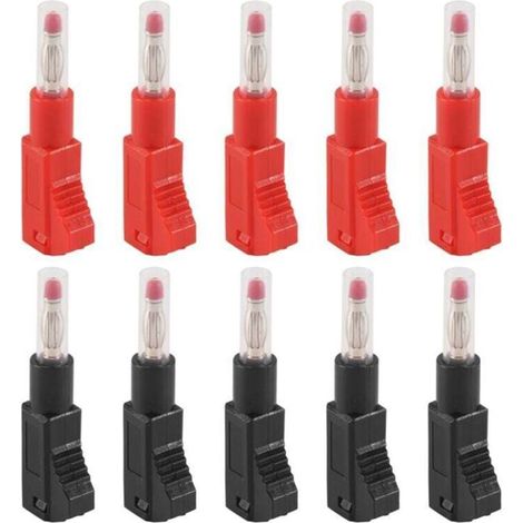 10 Ensembles Connecteurs Fiche Banane 4mm Gaine Rétractable pour Fil à Souder Multimètre Cordons Test (1/4)