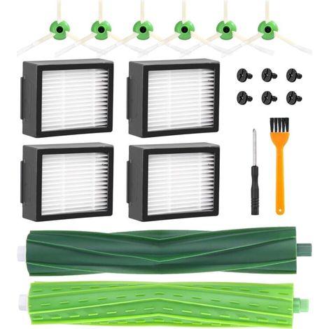 Repuestos para aspiradoras iRobot Roomba i7, i7+, i3, i3+, i4, i4+, i6, i6+, j7, j7+, i8, i8+, E5 y E6. Accesorios de repuesto para Roomba: 4 filtros, 6 cepillos laterales y 2 cepillos de goma. (1/4)