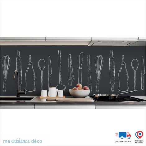 Crédence : Ustensiles de cuisine - Couleur Gris anthracite - Alu composite - 60 - 120 (1/3)