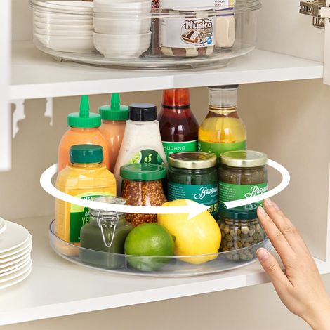 Support à herbes rotatif à 360° avec poignée, pour cuisine, sans perçage, transparent. (1/5)