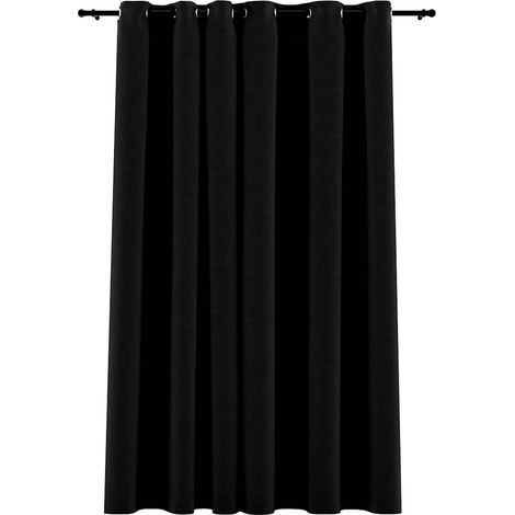 Rideau occultant Aspect de lin avec œillets Noir 290x245 cm