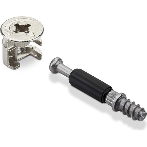 50 Stück Möbelverbinder Möbelverbindungsstück Exzenterrad RASTEX 15 (Ø 15 mm) und Dübel Twister DU 232 T (M6 x 11 mm) Exzenterverbindungsbeschlag (1/3)