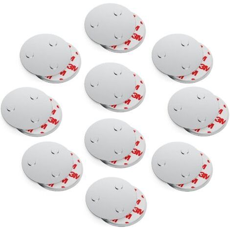 Support magnétique, Fixation magnétique, universellement utilisable, magnétique et avec Trou de Forage, adapté aux détecteurs de fumée, 60 mm, Lot de 10 (1/5)