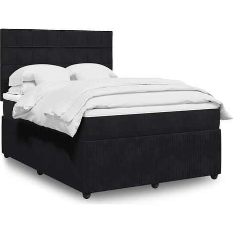 Boxspringbett mit Matratze Schwarz 160x200 cm Samt