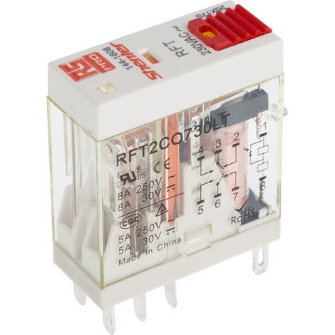 RS PRO Relais sans accrochage 2 RT, bobine 230V c.a. Enfichable 530mW ( Prix pour 1 ) (1/2)