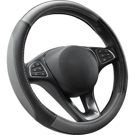 Coprivolante COFIT da 15 pollici in pelle microfibra, universale, antiscivolo, taglia M (37-38 cm), grigio e nero (1/5)