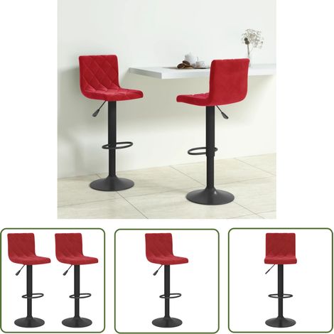 The Living Store Tabourets de bar lot de 2 rouge bordeaux velours - Tabouret De Bar - Chaise De Comptoir - Tabouret De Cuisine - Fauteuil Pliable - Meuble De Salon (1/5)