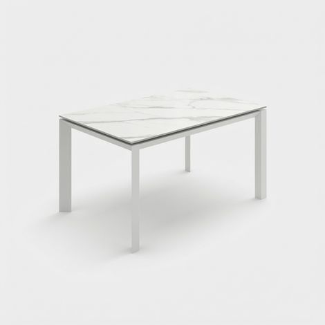 Tavolo allungabile ceramica gambe metallo per sala da pranzo Linear - Bianco