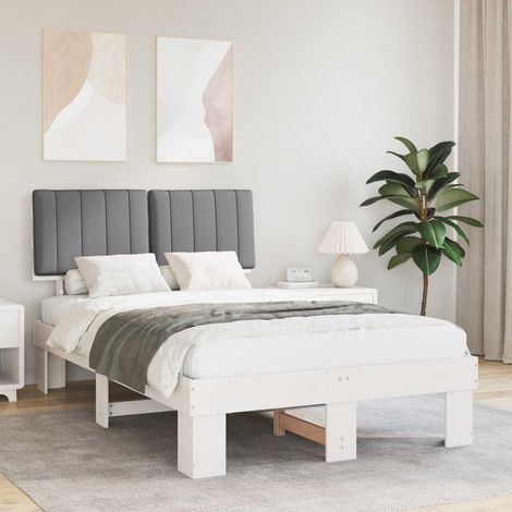 vidaXL Estructura de Cama con Cabecera Tapizada Gris Claro (1/5)