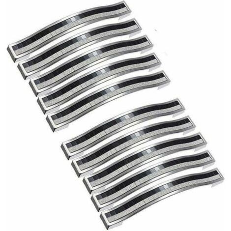 Set di 10 maniglie per mobili in cristallo scintillante con strass - Maniglie per mobili nere, maniglie per mobili da cucina, distanza centrale 96 mm (1/4)