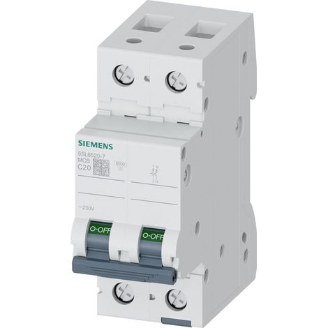 Interruttore Automatico Magnetotermico Siemens 20A 1P+N 6KA 2M 5SL6520-7