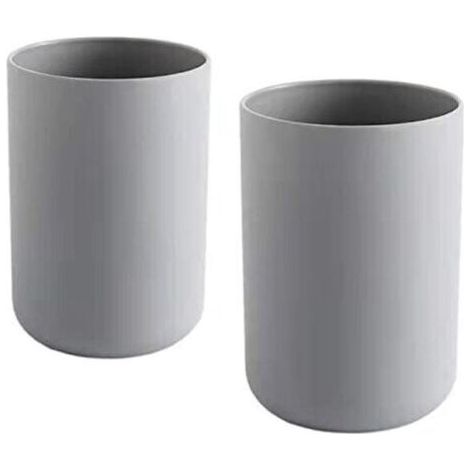 Gobelets à Dents 2 pièces, Porte-brosses à Dents de Salle de Bain, Tasse, Plastique Coupe 300ml (Gris et Gris) (1/4)