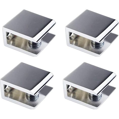 Lot de 4 supports d'étagère en verre antidérapants - Support d'étagère en verre - Fixation murale en alliage de zinc - Pour verre ou étagères (1/5)