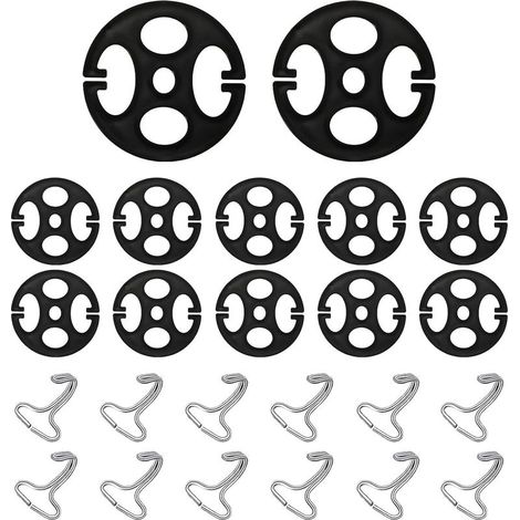 Lot de 24 crochets en métal pour housse de siège de voiture, 12 crochets en métal avec clip de verrouillage et 12 mandrins de housses de siège de voiture en plastique, fixation en plastique