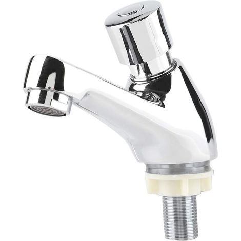 Robinet Temporisé Lave Main Lavabo Robinet Chromé Fermeture Automatique Robinet D'économie D'eau Robinet pour Cuisine Salle de Bain Lave-main WC (1/5)