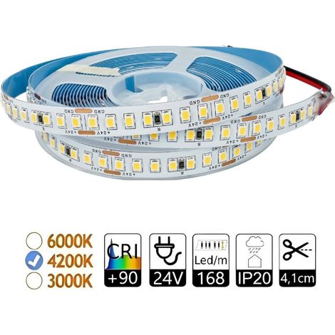 Jandei - Tira led 24V 4200K 168 led/m PCB 10mm 3 onzas CRI+90 12W/m IP20 5 metros