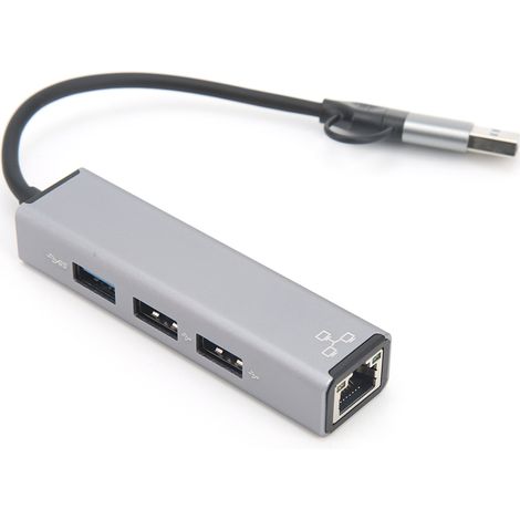 Hub USB-C/USB-A, faible latence réseau, USB 3.0, USB 2.0, port RJ45, station d'accueil type C3.0, adaptateur Ethernet (1/5)