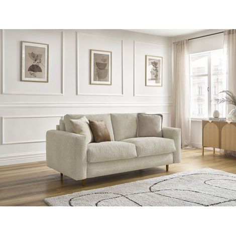 BOBOCHIC - Canapé droit convertible NOUVEAU COCOONE ouverture express tissu bouclette  140x200 Beige (1/5)