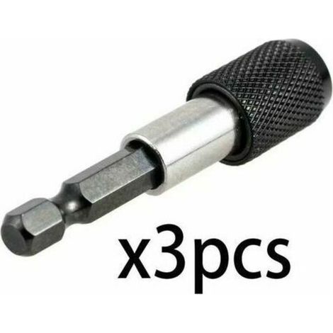 (3 pièces) Porte-embout de tournevis à tige hexagonale de 6,35 mm 60 mm Poignée d'extension de tournevis magnétique Poignée de tournevis Porte-embout de tournevis à dégagement rapide pour guide de per (1/5)