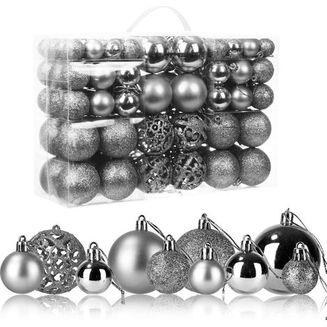 Set 100 Palline per Albero di Natale Decorative Argentate (1/5)