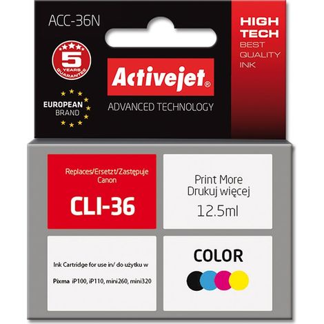 Cartouche d'encre Activejet ACC-36N (remplace Canon CLI-36 Supreme 12,5 ml couleur) (1/2)