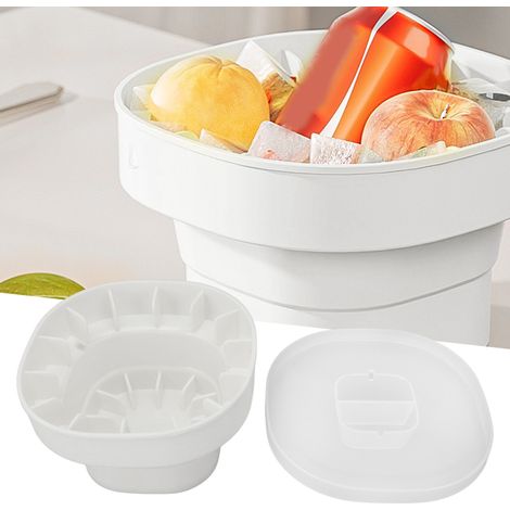 Seau à glace pliable en silicone souple, peu encombrant et portable, idéal pour les fêtes et les pique-niques. Crème. (1/5)