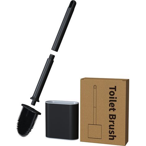 Cepillo de baño de silicona con soporte, cepillo higiénico antibacteriano, negro. (1/5)